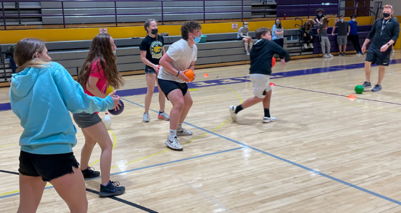 Students at Taft play a game during PE.