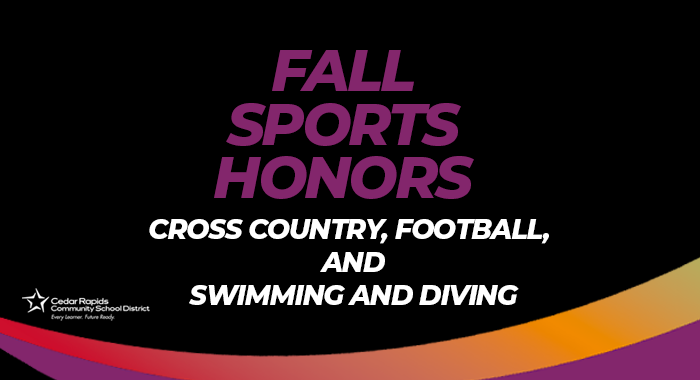 Fall Sports Honors in cross country, football and swimming and diving.