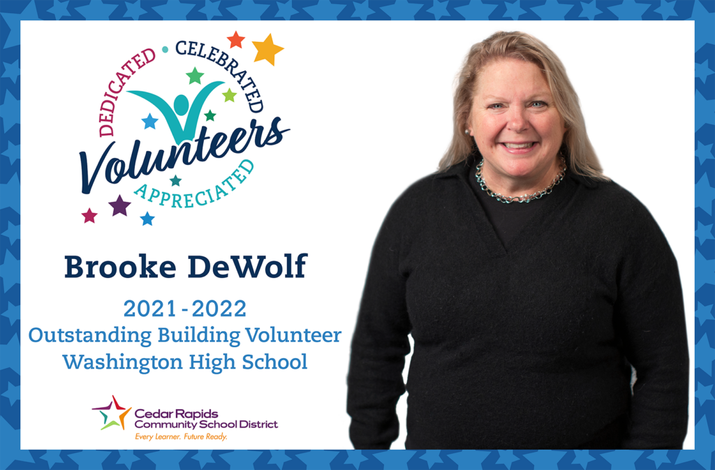 Brooke DeWolf outstanding building volunteer at Washington High School.