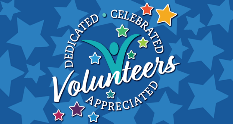 Volunteer graphic dedicated, celebrated, and appreciated.