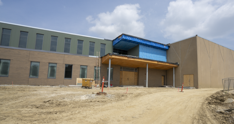 The front of the new under construction Maple Grove Elementary.