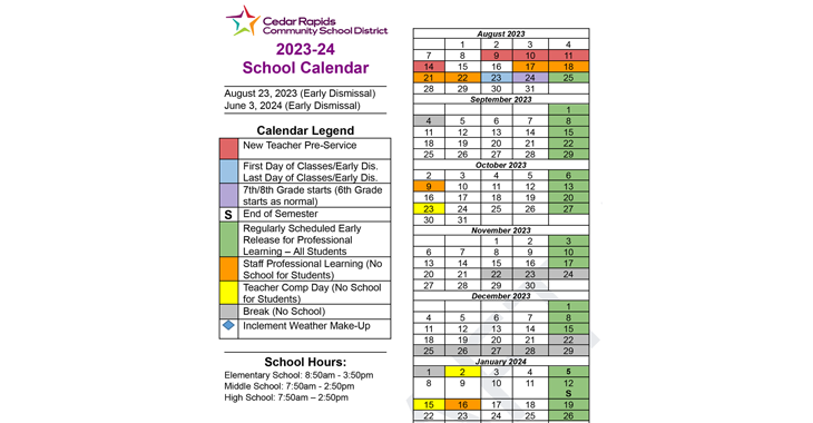 School Calendar Draft Feedback Received Cedar Rapids CSDCedar Rapids CSD