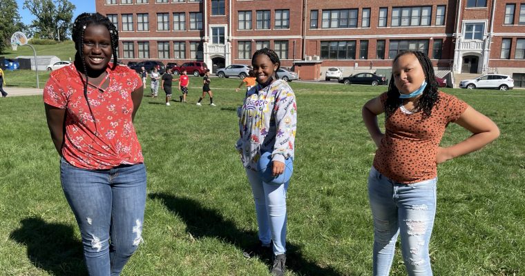 Students standing outside