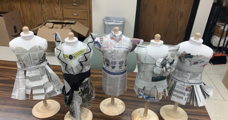 Mrs. McClelland's class designed clothing out of newspapers.