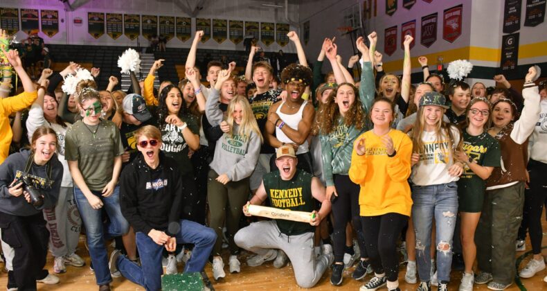 Sophomores celebrate at the pep assembly