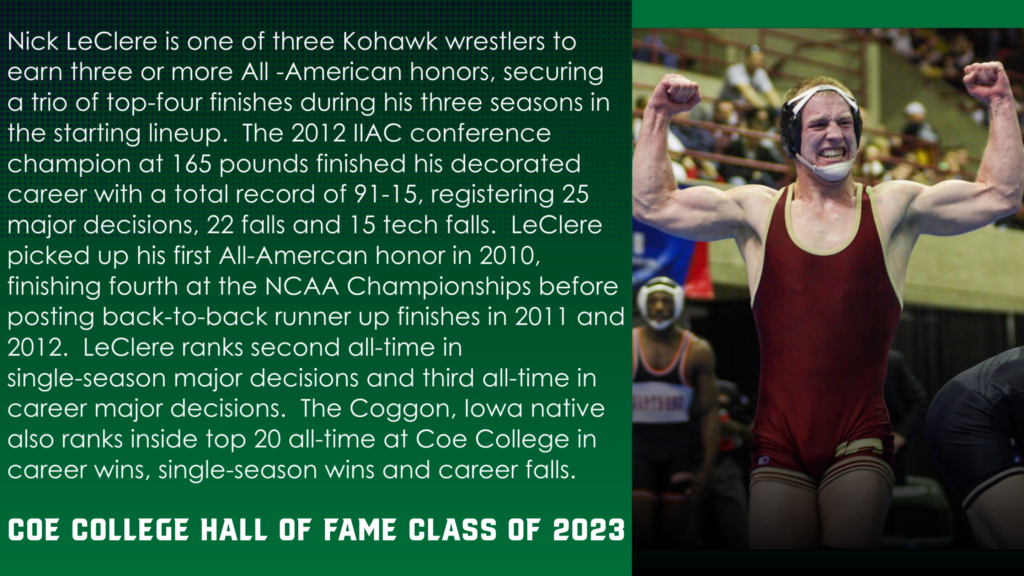 Coe College Hall of Fame Grad Nick LeClere