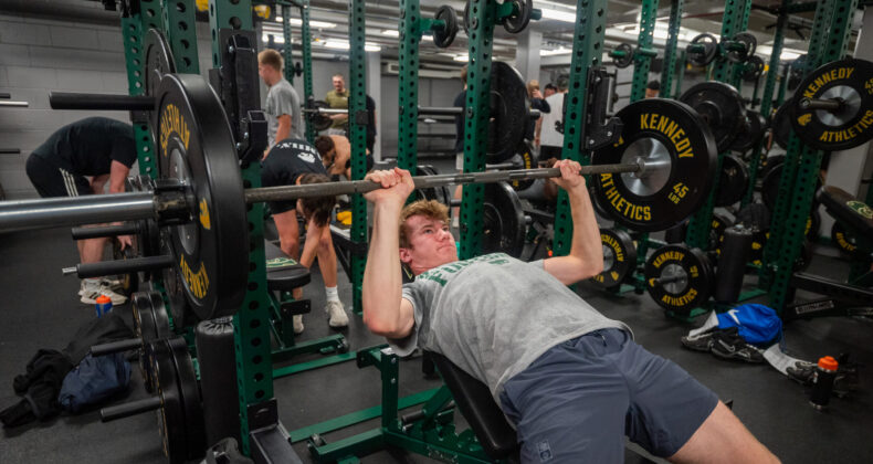 Students use the weight room to stay in shape