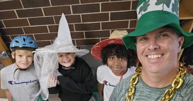 5th grade teacher Mr. Brems on Hat Day