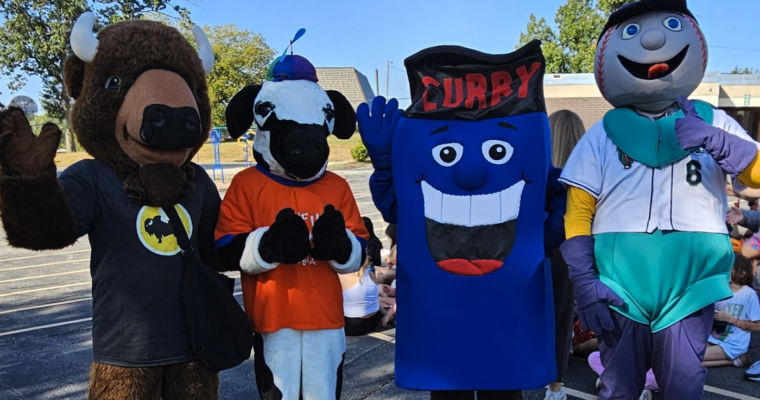 Mascots on Walkathon day