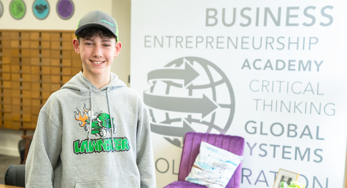 Connor stands as an Entrepreneur at RCCBA.