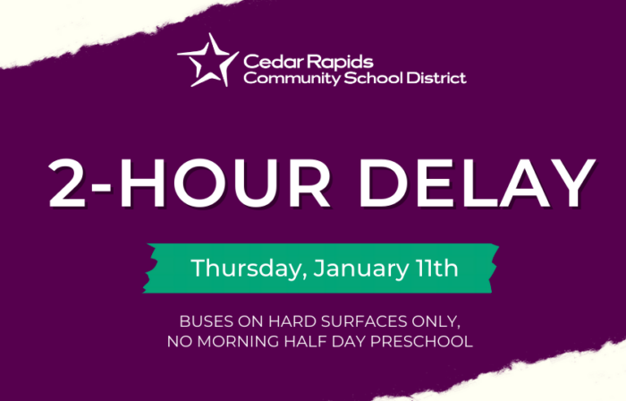 2 hour delay jan 11